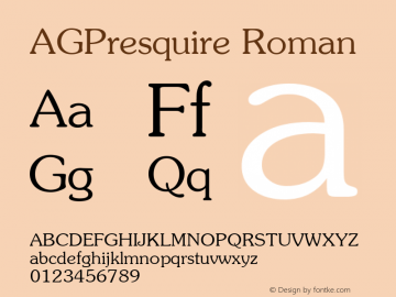 AGPresquire Roman 1.0 Thu Mar 24 20:34:29 1994 Font Sample