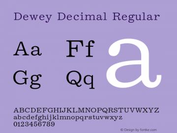 Dewey Decimal Regular Version 1.000图片样张