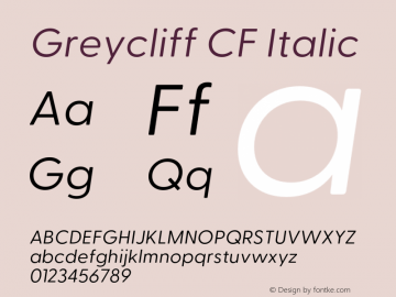 GreycliffCF-RegularOblique Version 2.500;FEAKit 1.0图片样张