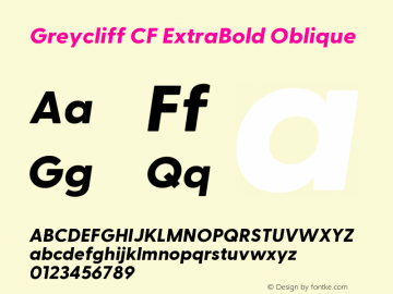 Greycliff CF ExtraBold Oblique Version 2.500;FEAKit 1.0图片样张