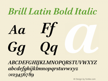 Brill Latin Bold Italic Version 4.00 Build 073图片样张