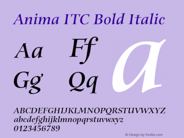 Anima ITC Bold Italic Version 1.00图片样张