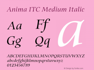 Anima ITC Medium Italic Version 1.00图片样张