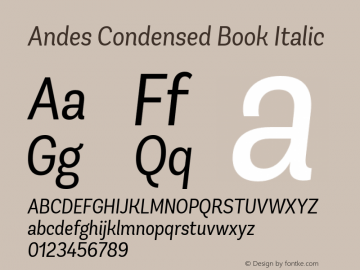 AndesCondensedBook-Italic 1.000图片样张