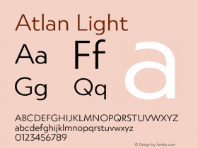 Atlan Light Version 1.000;PS 001.000;hotconv 1.0.88;makeotf.lib2.5.64775图片样张