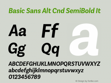 Basic Sans Alt Cnd SemiBold It Version 2.000;PS 002.000;hotconv 1.0.88;makeotf.lib2.5.64775图片样张