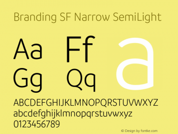 Branding SF Narrow SemiLight Version 1.000;hotconv 1.0.109;makeotfexe 2.5.65596图片样张