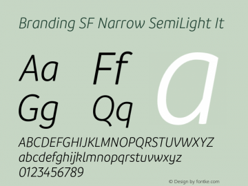 Branding SF Narrow SemiLight It Version 1.000;hotconv 1.0.109;makeotfexe 2.5.65596图片样张