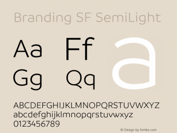 Branding SF SemiLight Version 1.000;hotconv 1.0.109;makeotfexe 2.5.65596图片样张