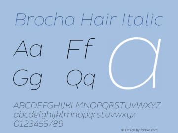 Brocha-HairItalic Version 1.000;PS 001.000;hotconv 1.0.88;makeotf.lib2.5.64775图片样张