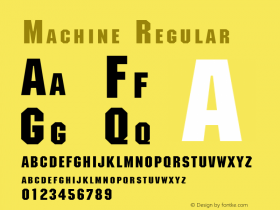 Machine Regular Unknown Font Sample