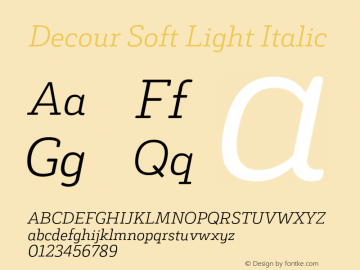 DecourSoft-LightItalic Version 1.000;PS 001.000;hotconv 1.0.88;makeotf.lib2.5.64775图片样张