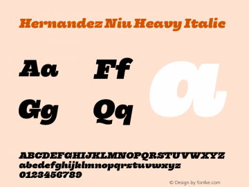 HernandezNiu-HeavyItalic Version 1.000;PS 001.000;hotconv 1.0.88;makeotf.lib2.5.64775图片样张