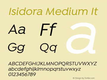 Isidora-MediumIt Version 1.000;PS 001.000;hotconv 1.0.88;makeotf.lib2.5.64775图片样张