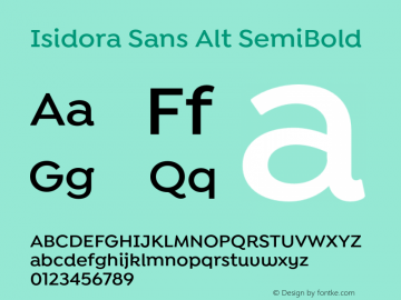 Isidora Sans Alt SemiBold Version 1.000;PS 001.000;hotconv 1.0.88;makeotf.lib2.5.64775图片样张