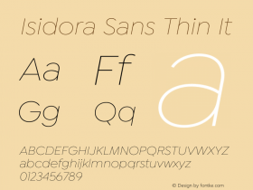 Isidora Sans Thin It Version 1.000;PS 001.000;hotconv 1.0.88;makeotf.lib2.5.64775图片样张