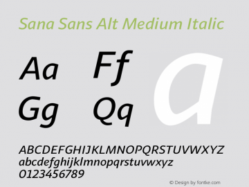 SanaSansAlt-MediumItalic Version 1.000;PS 001.000;hotconv 1.0.88;makeotf.lib2.5.64775图片样张