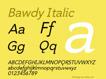 Bawdy Italic Version 001.000图片样张
