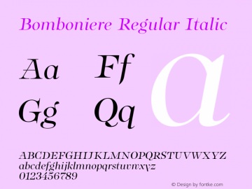 Bomboniere Regular Italic Version 1.000;Glyphs 3.2 (3179)图片样张