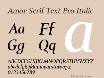 AmorSerifTextPro-Italic Version 001.000图片样张