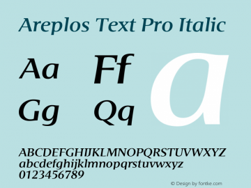 Areplos Text Pro Italic Version 1.000 2005 initial release图片样张