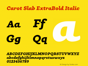 Carot Slab ExtraBold Italic Version 1.000图片样张