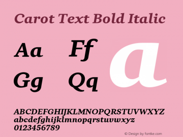 Carot Text Bold Italic Version 1.000图片样张