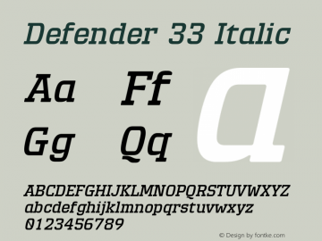 Defender33-Italic Version 001.000图片样张