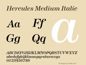 HerculesMedium-Italic Version 001.001图片样张