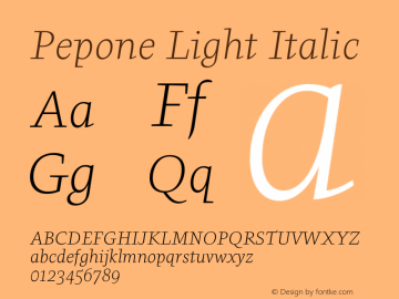 Pepone Light Italic Version 001.000图片样张