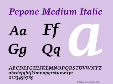 Pepone Medium Italic Version 001.000图片样张