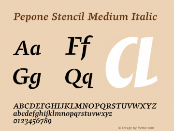 Pepone Stencil Medium Italic Version 001.000图片样张