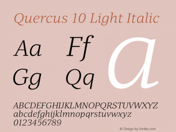 Quercus10-LightItalic Version 001.000图片样张