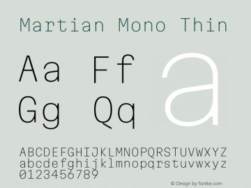 Martian Mono Thin Version 1.000图片样张
