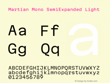 Martian Mono SemiExpanded Light Version 1.000图片样张