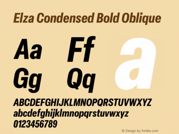 Elza Condensed Bold Oblique Version 1.000图片样张