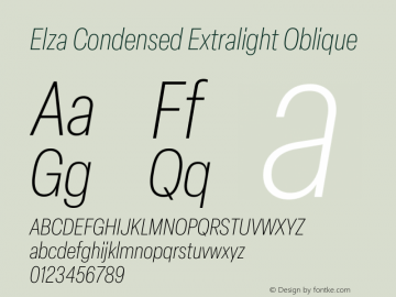 Elza Condensed Extralight Oblique Version 1.000图片样张
