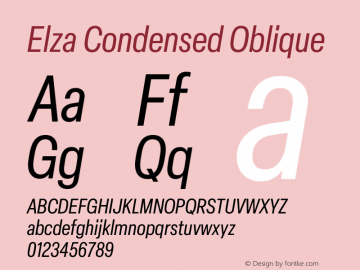 Elza Condensed Oblique Version 1.000图片样张