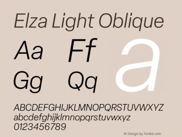 Elza Light Oblique Version 1.000图片样张