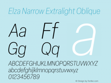 Elza Narrow Extralight Oblique Version 1.000图片样张