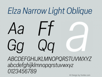 Elza Narrow Light Oblique Version 1.000图片样张