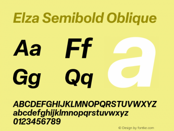 Elza Semibold Oblique Version 1.000图片样张