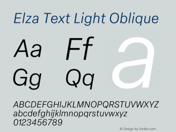 Elza Text Light Oblique Version 1.000图片样张