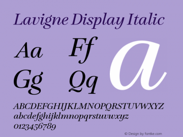 Lavigne Display Italic Version 1.000图片样张