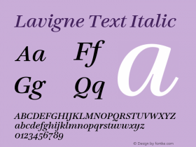Lavigne Text Italic Version 1.000图片样张