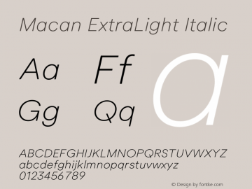 Macan ExtraLight Italic Version 2.002 | web-otf图片样张