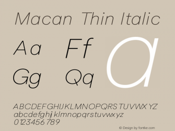 Macan Thin Italic Version 2.002 | web-otf图片样张