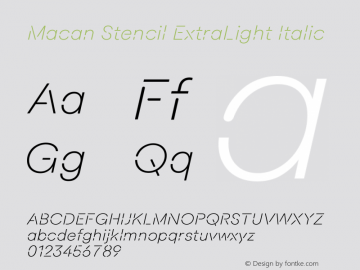 Macan Stencil ExtraLight Italic Version 2.002 | web-otf图片样张