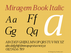 Miragem Book Italic Version 1.000 | FøM Fix图片样张