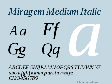 Miragem Medium Italic Version 1.000 | FøM Fix图片样张